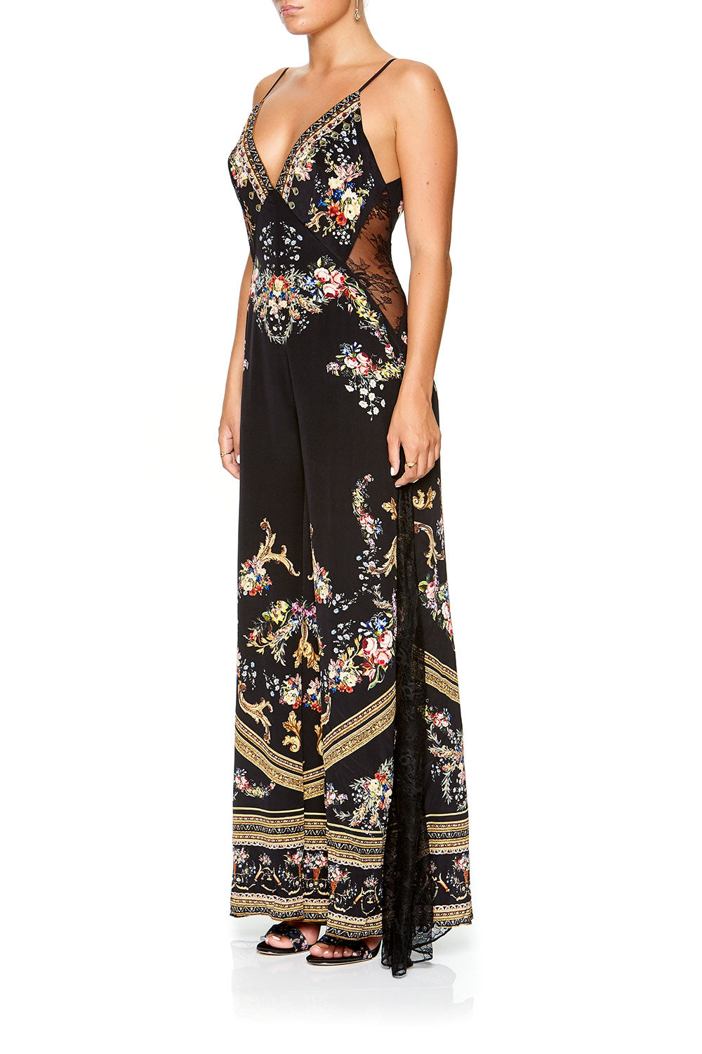 CAMILLA JUMPSUIT WITH LACE INSERT FRIEND IN FLORA
