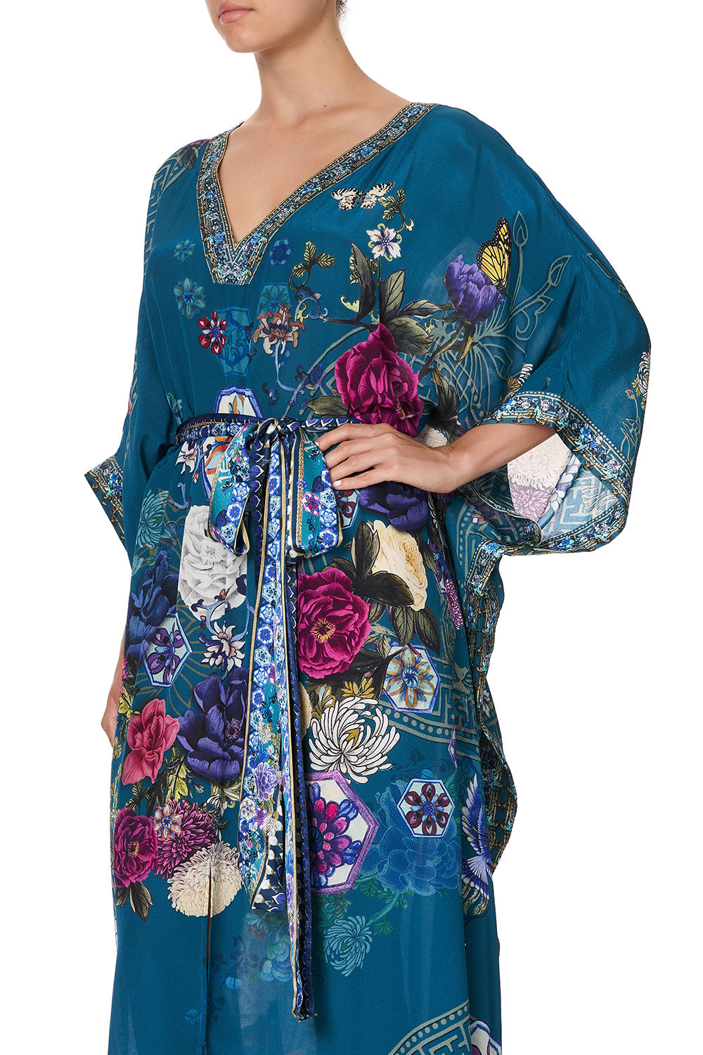 KAFTAN WITH V-NECKBAND AND BELT LUNAR GAZING