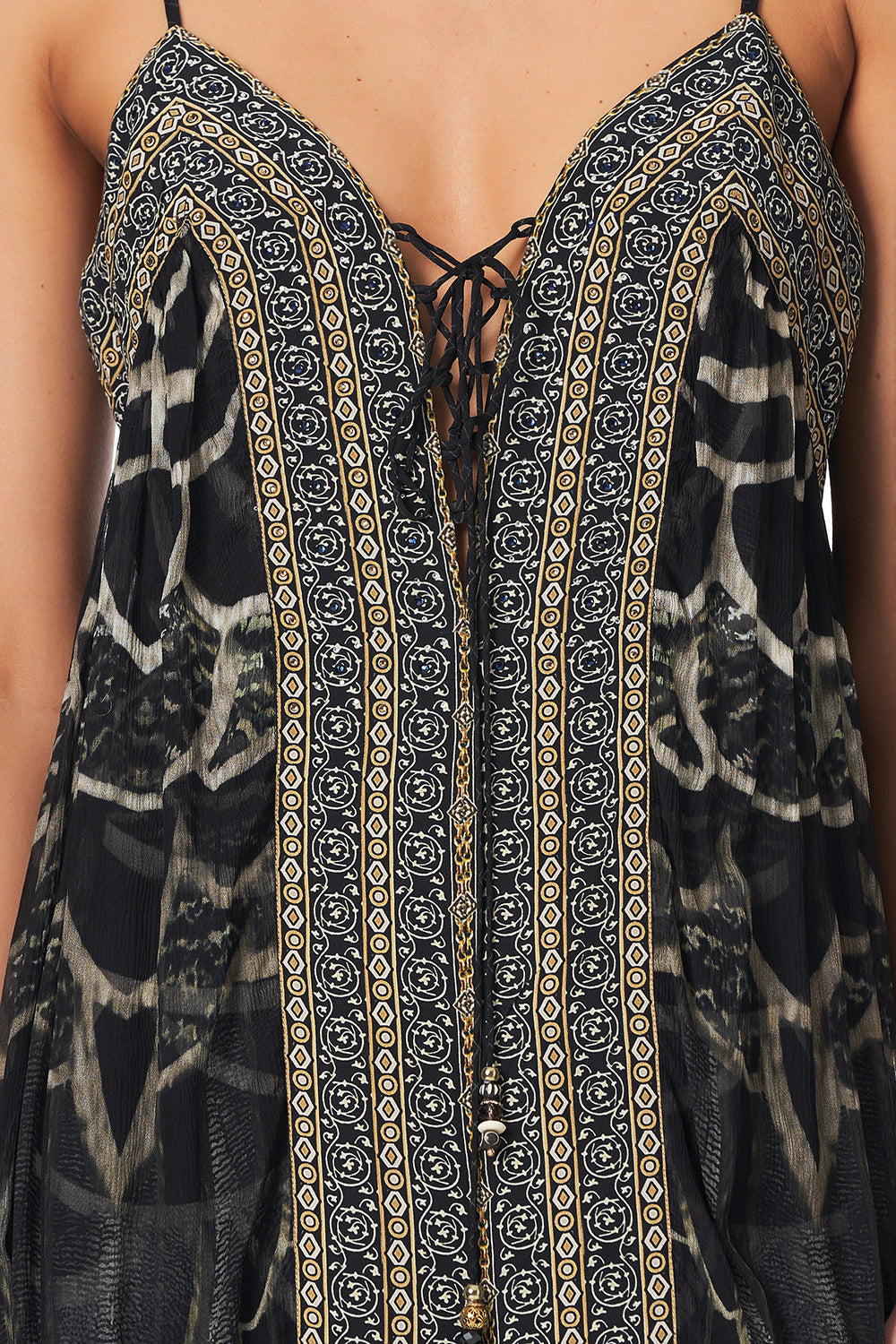 LACE UP FRONT DRESS UNDER A FULL MOON