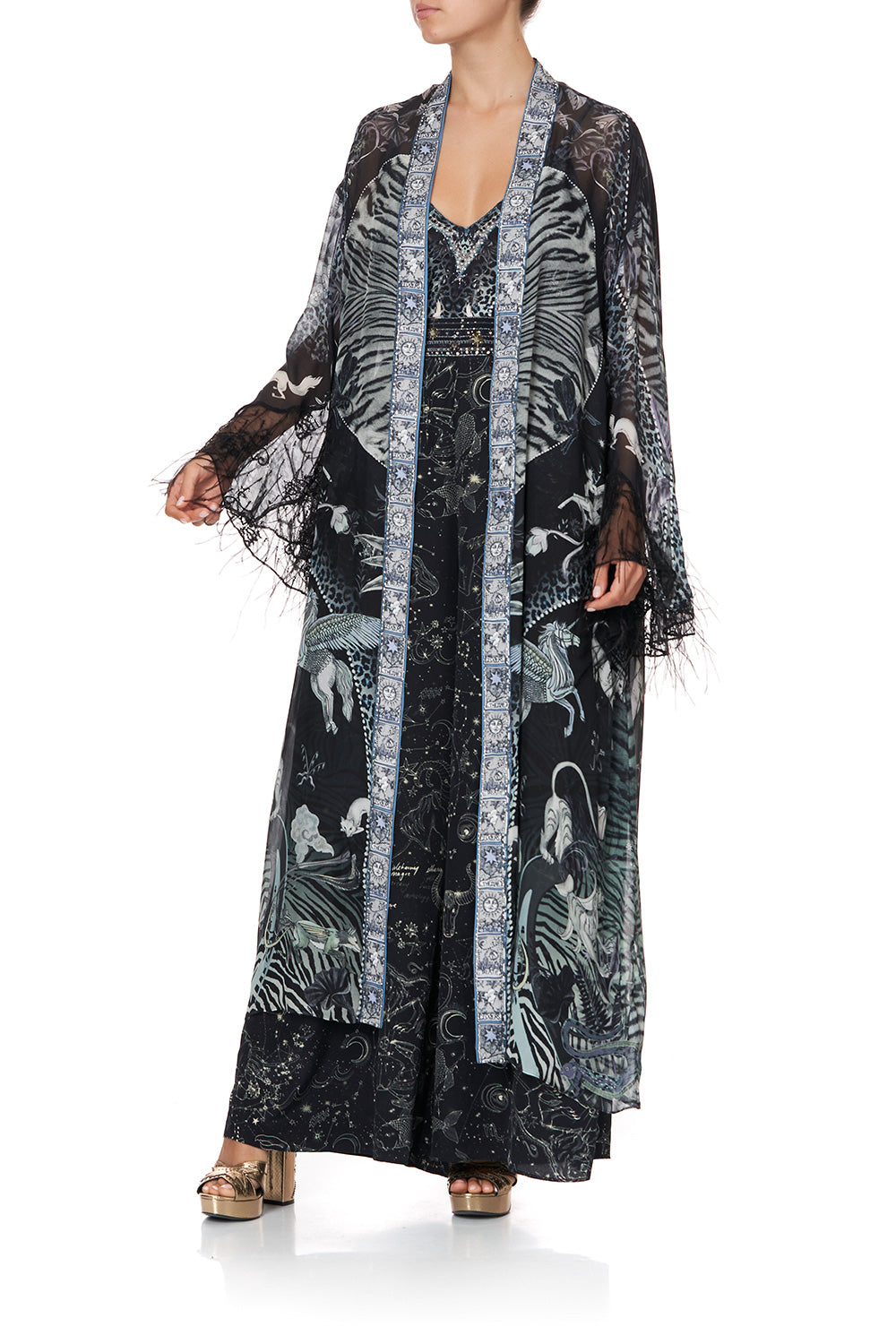 LAYERING ROBE WITH CONTRAST SLEEVE ASTRO DISCO