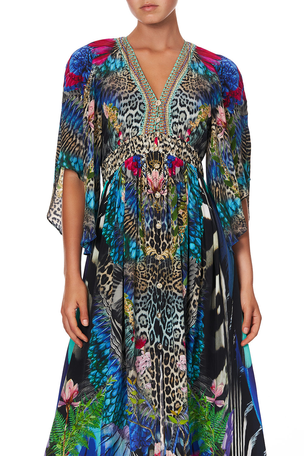 LONG DRESS WITH SMOCKED WAIST CAFE NAIROBI