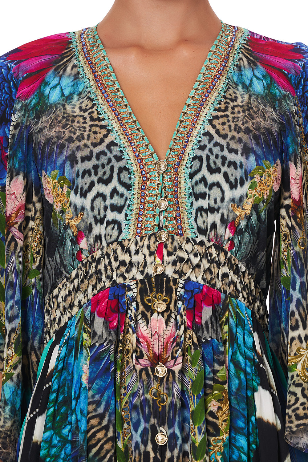 LONG DRESS WITH SMOCKED WAIST CAFE NAIROBI