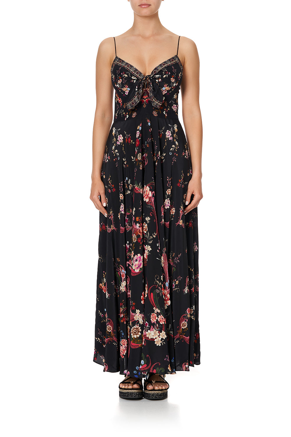 LONG DRESS WITH TIE FRONT A GIRL LIKE YOU