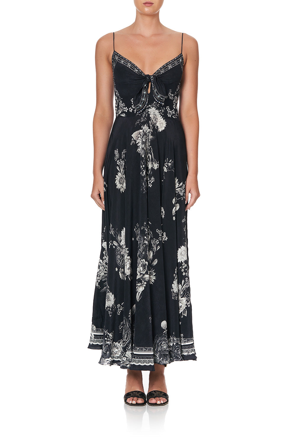 LONG DRESS WITH TIE FRONT MOONSHINE BLOOM