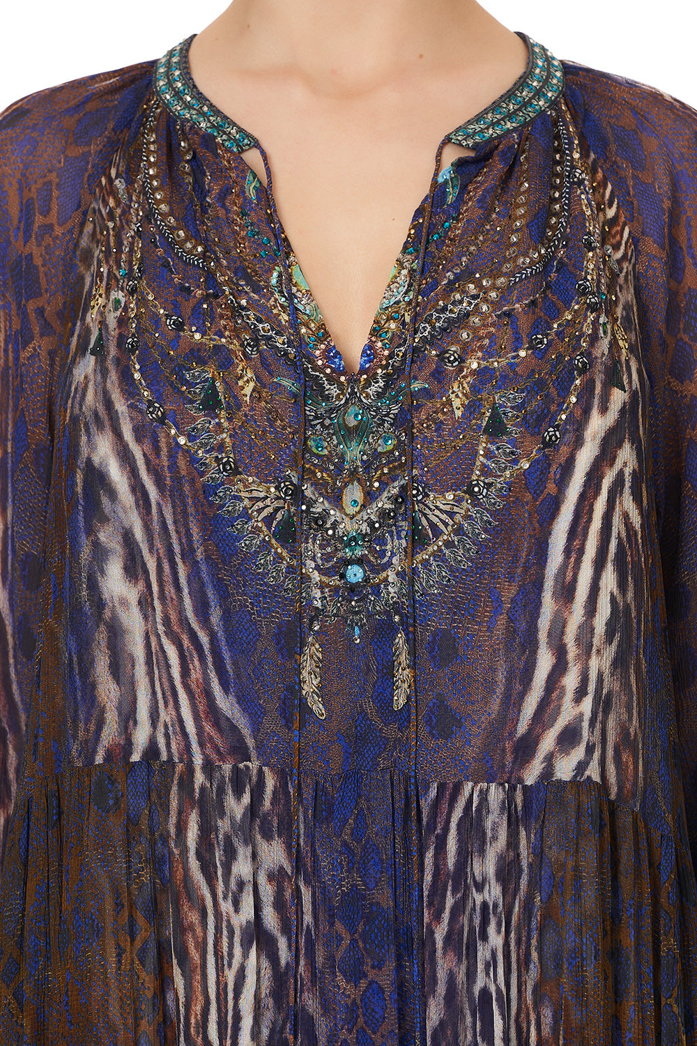 LONG GATHERED PANEL DRESS KOMODO QUEEN