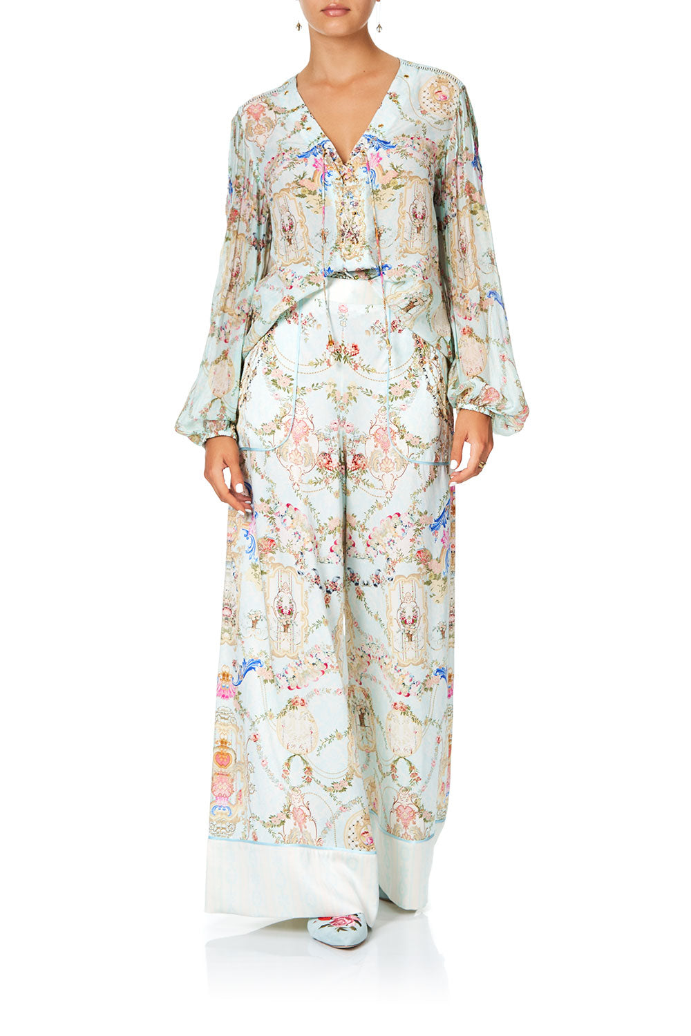 CAMILLA LOUNGE TROUSER WITH CUFFS VERSAILLES SKY