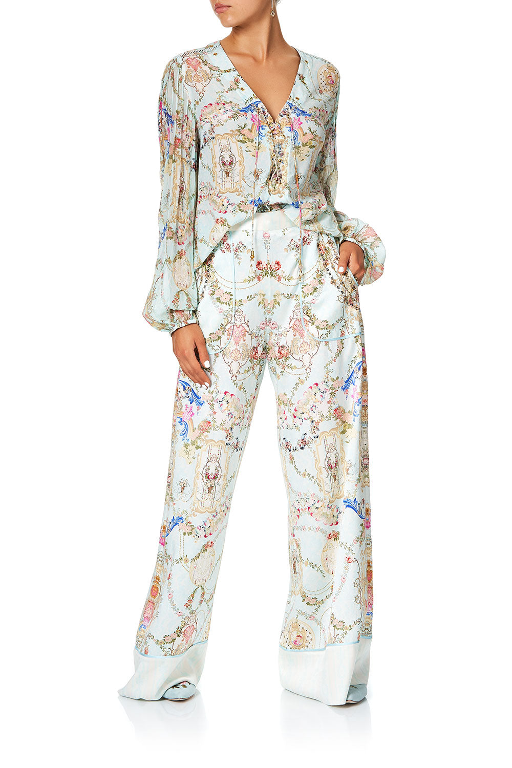 CAMILLA LOUNGE TROUSER WITH CUFFS VERSAILLES SKY