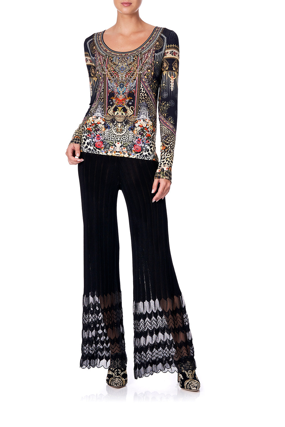 LONG SLEEVE FITTED TOP MARAIS AT MIDNIGHT