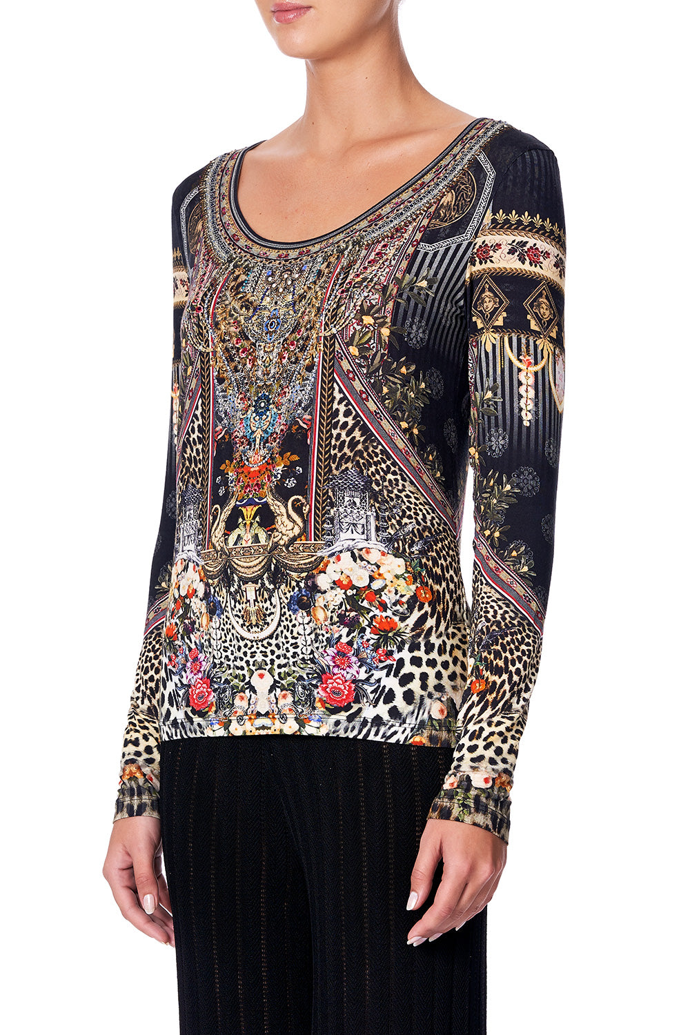 LONG SLEEVE FITTED TOP MARAIS AT MIDNIGHT