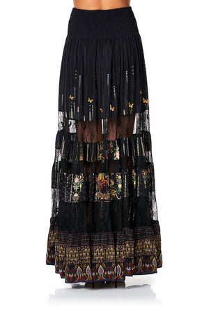 CAMILLA MAXI SKIRT WITH LACE INSERTS REBELLE REBELLE