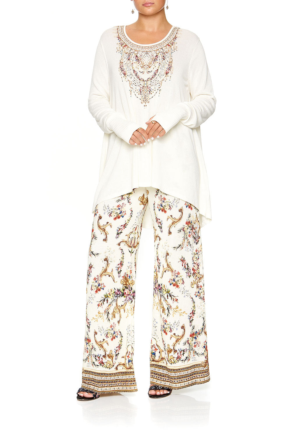 CAMILLA NECKLINE PRINT JUMPER IVORY