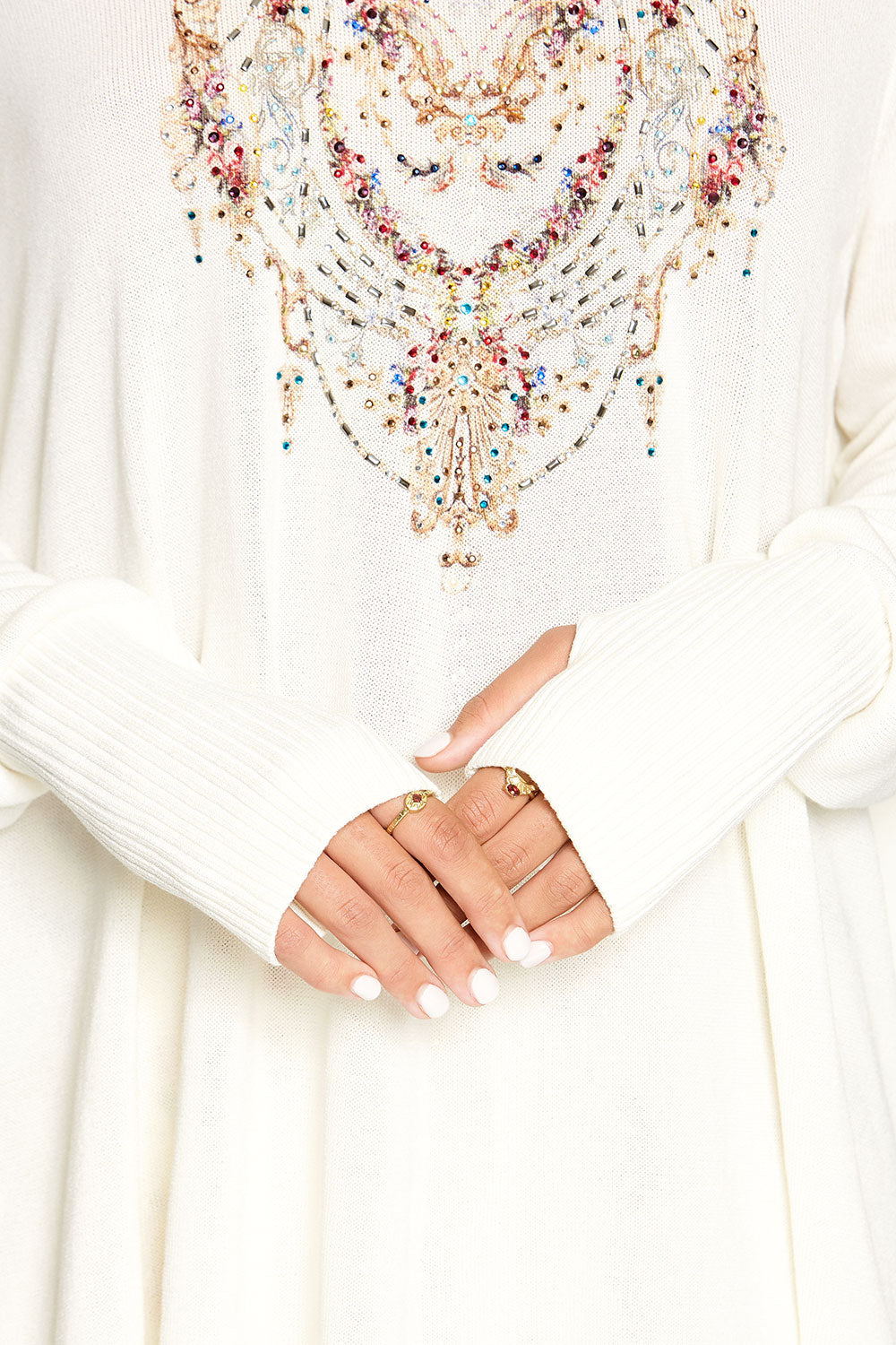 CAMILLA NECKLINE PRINT JUMPER IVORY