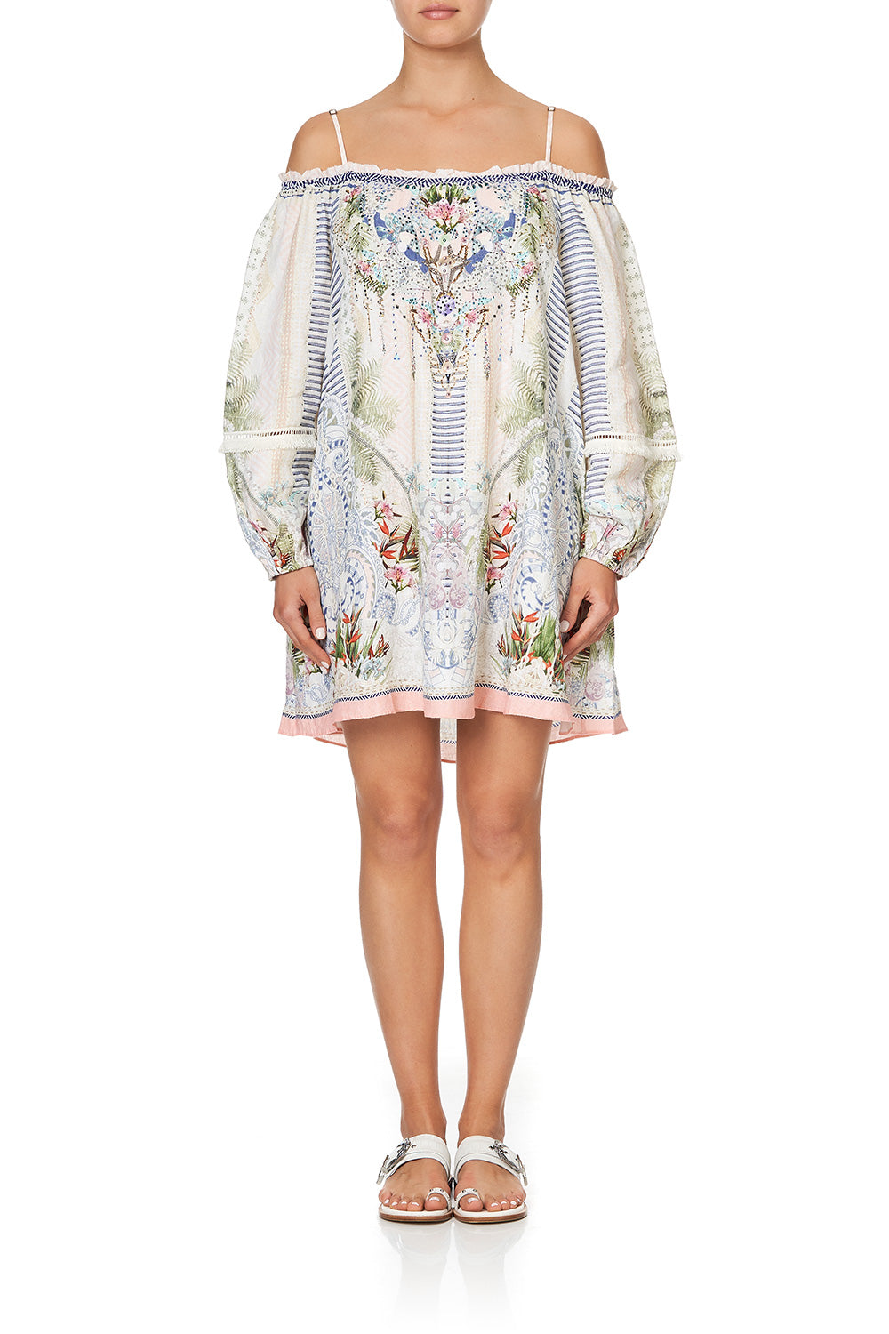 OFF SHOULDER DRESS WITH STRAPS BEACH SHACK