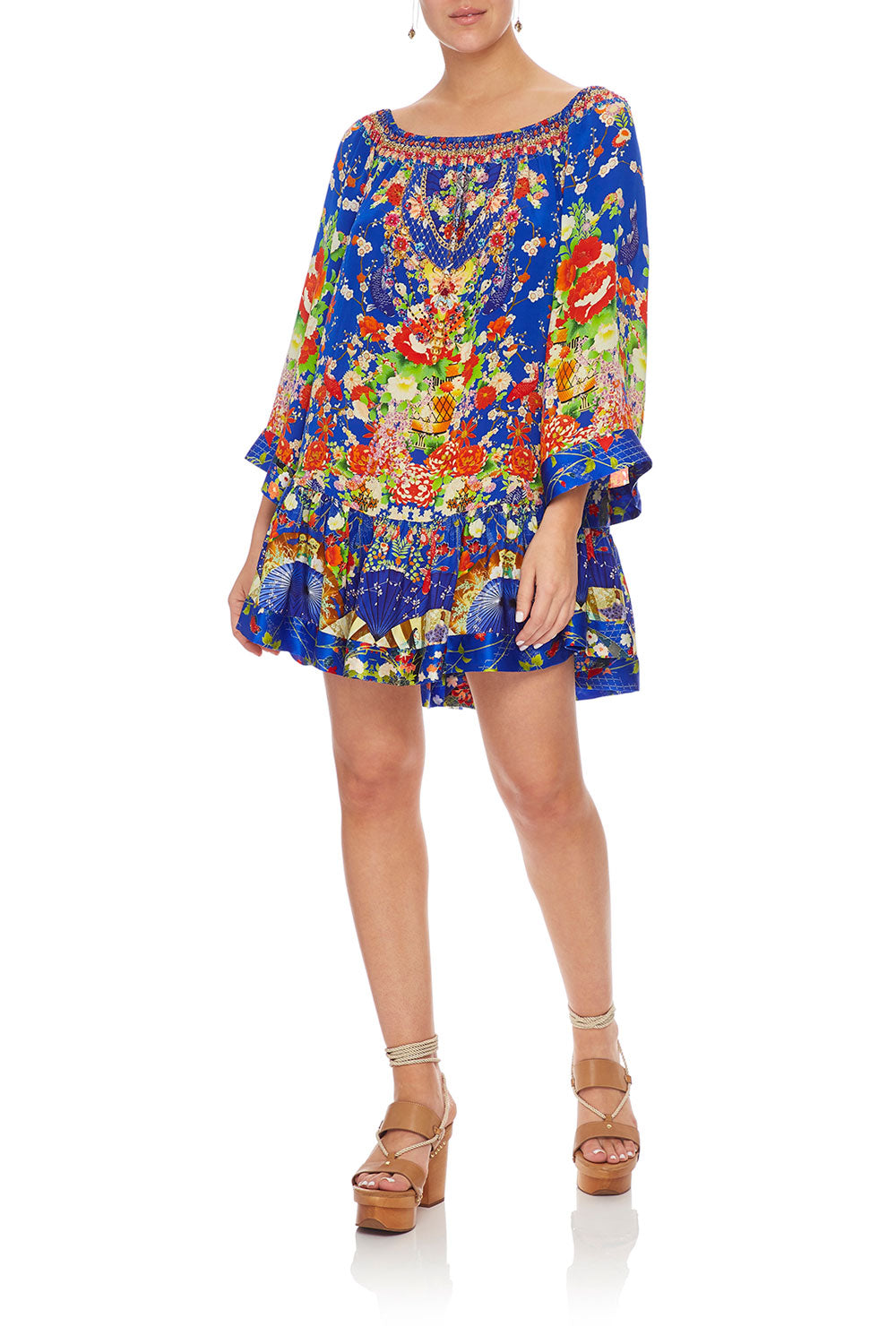 CAMILLA OFF SHOULDER FRILL HEM DRESS PLAYING KOI