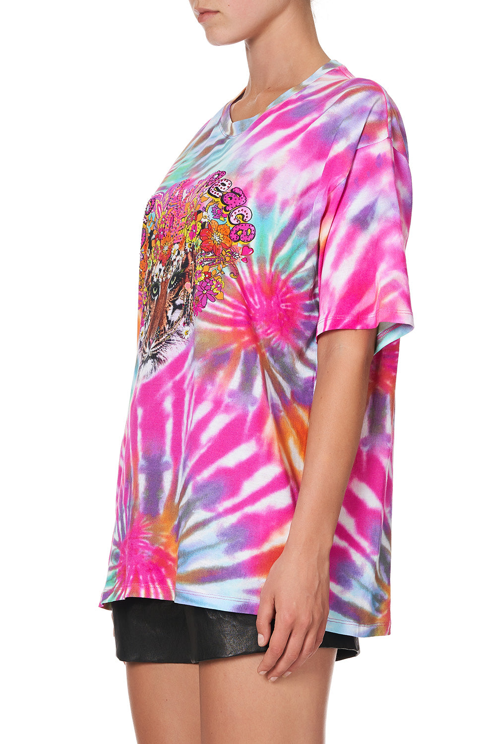OVERSIZE TIE-DYE BAND TEE LET THE SUN SHINE