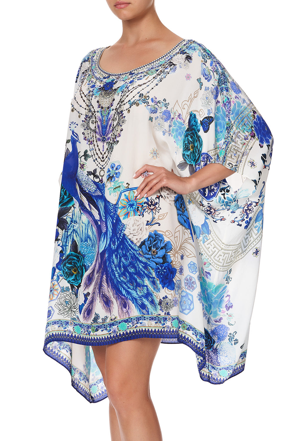 SHORT ROUND NECK KAFTAN WHITE SIDE OF THE MOON