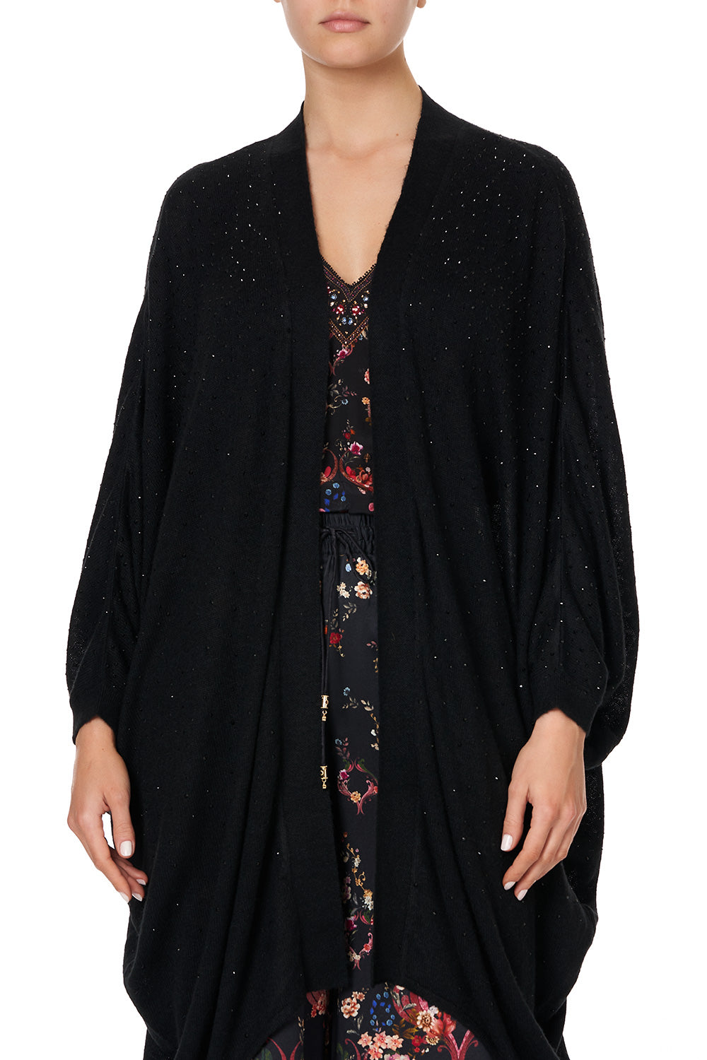 SOFT KNIT PONCHO WITH CRYSTALS A GIRL LIKE YOU