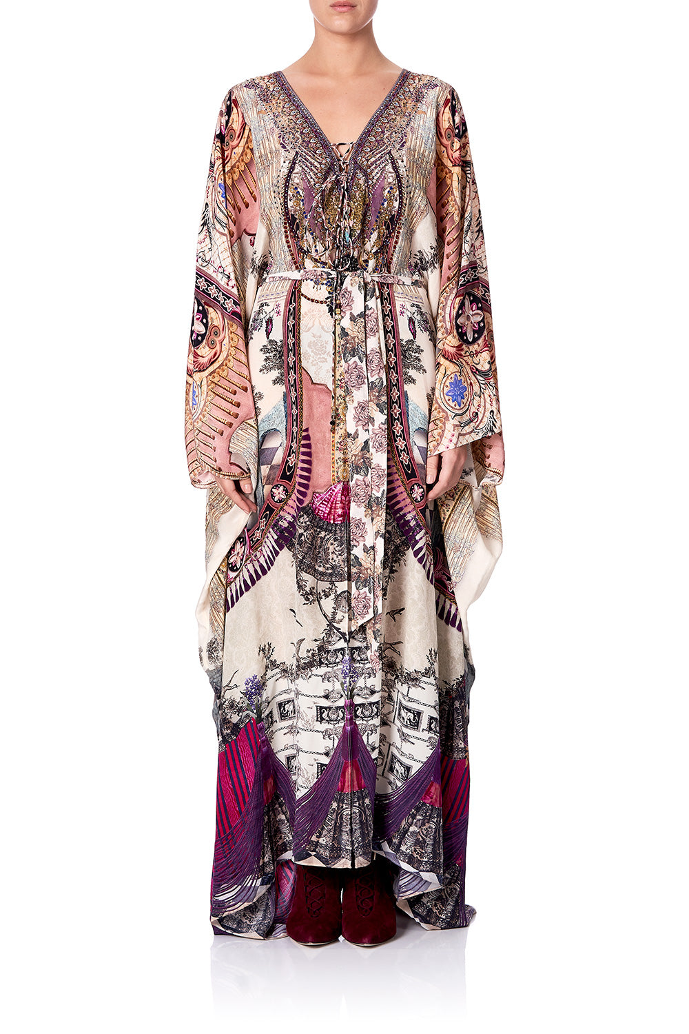 SPLIT HEM LACE UP KAFTAN VIOLET CITY