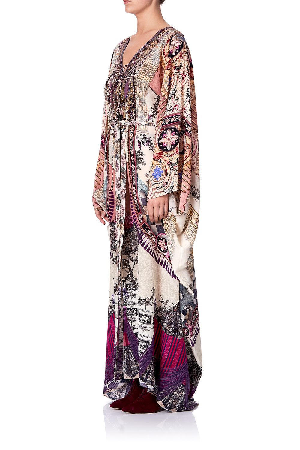 SPLIT HEM LACE UP KAFTAN VIOLET CITY