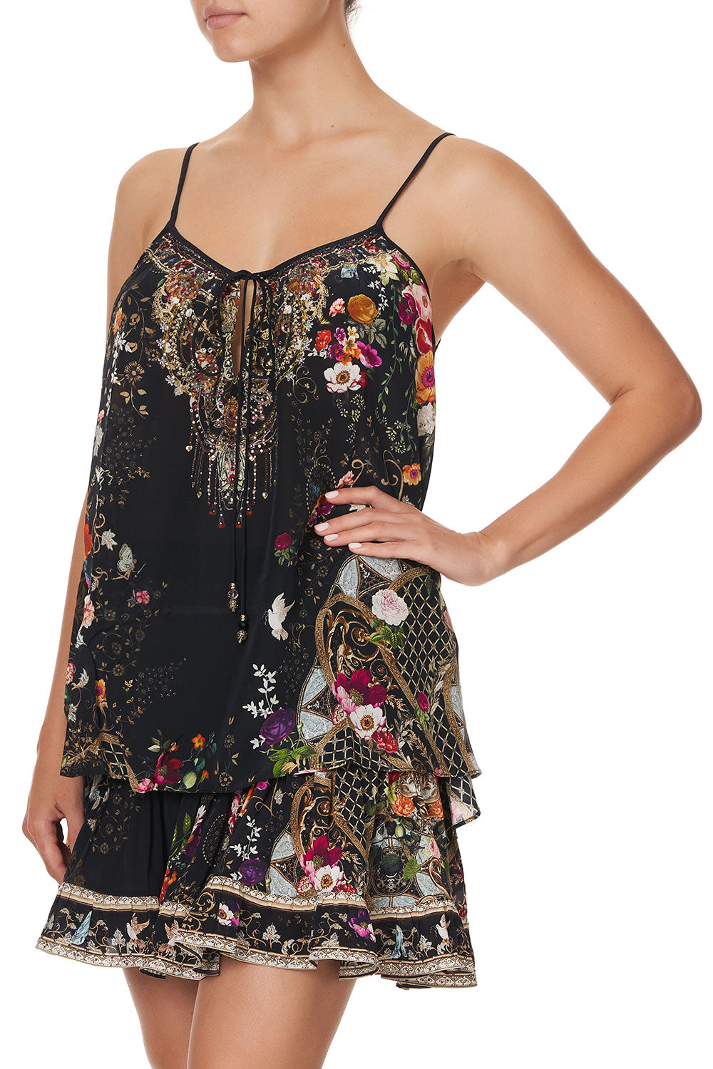 STRAP TOP WITH TIE FRONT DETAIL MIRROR MIRROR