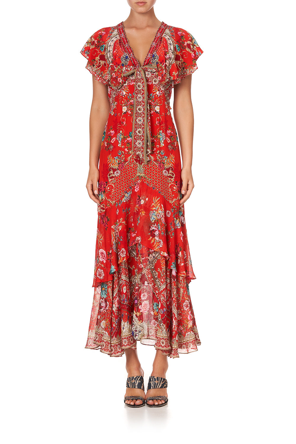 TIE FRONT MAXI WITH CENTRE FRONT SPLIT CAMEOS CAN CAN