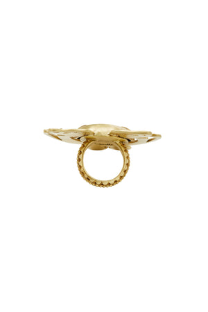 GOLD BRASS ETCHED RING