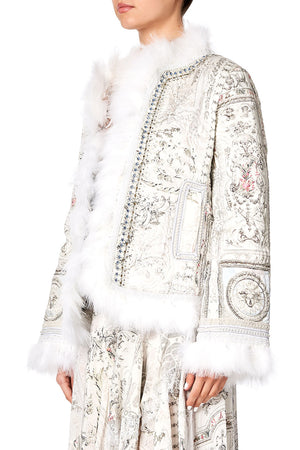 PUFFER JACKET WITH TRIM CRYSTAL CASTLE