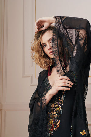 LAYERING ROBE WITH LACE INSERT REBELLE REBELLE
