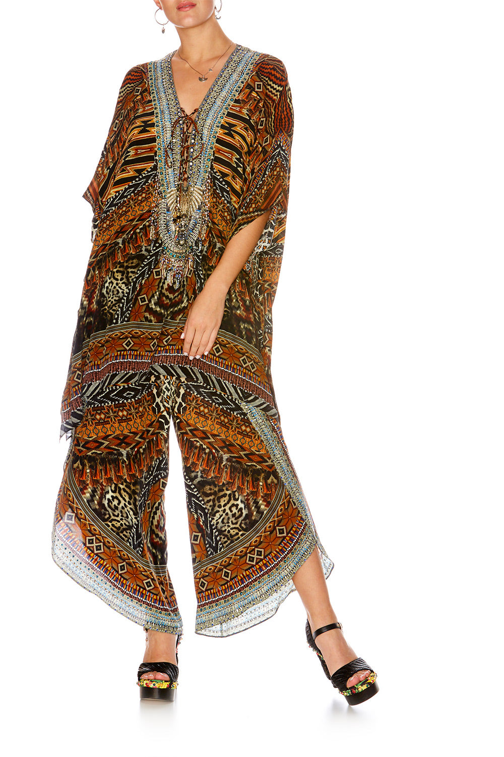DAWN OF TIME SHORT LACE UP KAFTAN