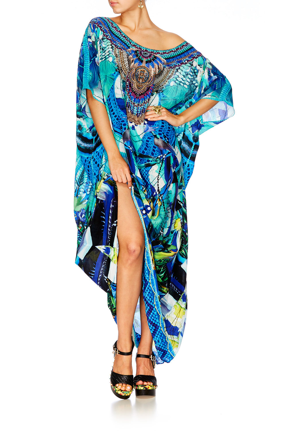 AMAZON AZURE ROUND NECK KAFTAN
