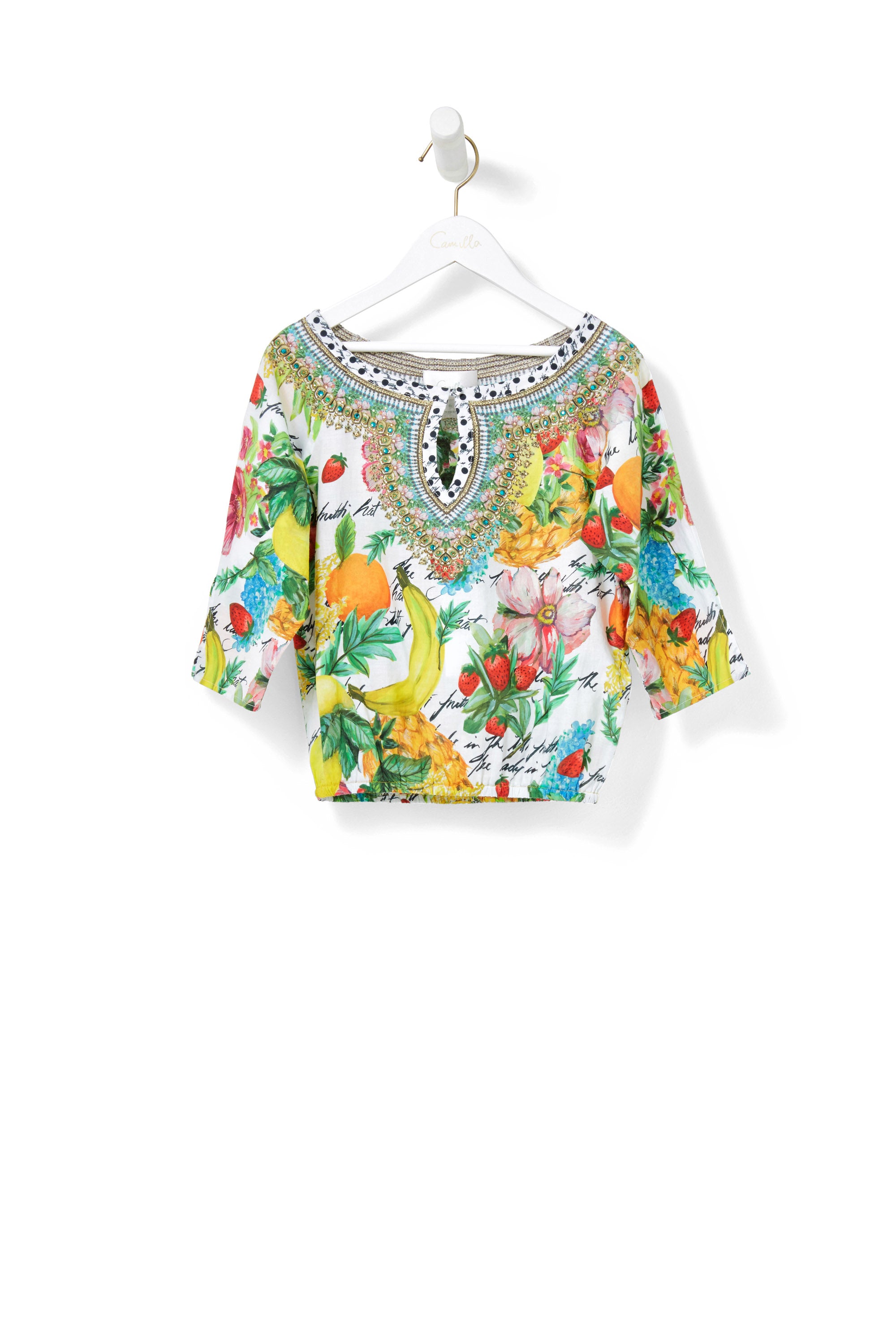 THERES NO PLACE LIKE RIO KIDS KEYHOLE NECK BLOUSE